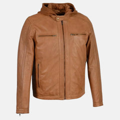 Casual Style Hoodie Leather Jacket