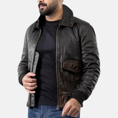 River Road Removable Collar Mens Leather Motorcycle Jacket