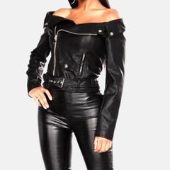 Roxane Women’s Moto Cropped Leather Biker Jacket