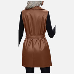 Roxane Sleeveless Open Front Leather