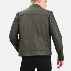 Men’s Green Quilted Leather Jacket For Men