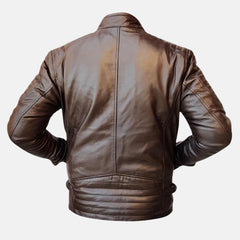 Cafe Racer Style Quilted Leather Jacket