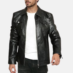 Titan Turn Down Collar Men Biker Jacket
