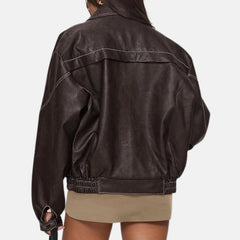 Vanessa Zipper Women’s Leather Bomber Jacket