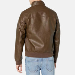 Slim Fit Leather Bomber Jacket Men