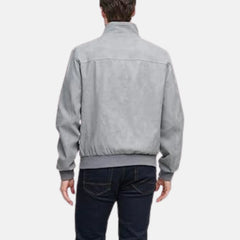 Slim Fit Leather Bomber Jacket Men