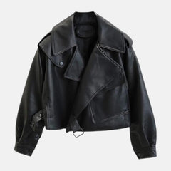 Vivica Women’s Black Oversized Asymmetrical Biker Jacket