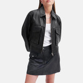 Campus Leather Bomber Jacket for Women