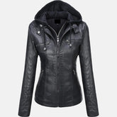 Roslyn Hooded Leather Bomber Jacket for Women