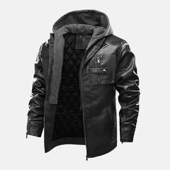 Aether Ace Aviator Mens Leather Jacket with Hood