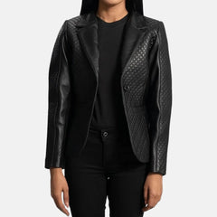 Aurelia Casual Suit Style Women’s Leather Blazer Jacket