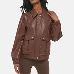 faux leather flight jacket
