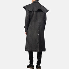 Black Leather Mens Duster Coat