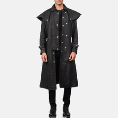 Black Leather Mens Duster Coat