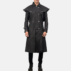 Black Leather Mens Duster Coat