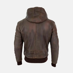 Caspian Men's Real Leather Jacket With Hood