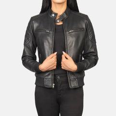 City Varsity Leather Bomber Jacket for Women | Order Now