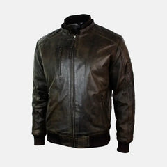 Cormac Leather Bomber Jacket With Removable Hood