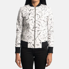 Donna Black White Leather Bomber Jacket for Women | Order Now