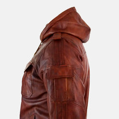 Donovan Mens Hooded Leather Jacket