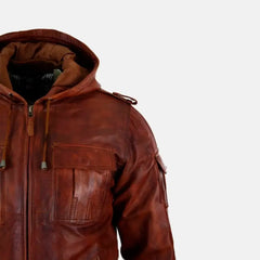 Donovan Mens Hooded Leather Jacket