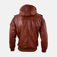 Donovan Mens Hooded Leather Jacket