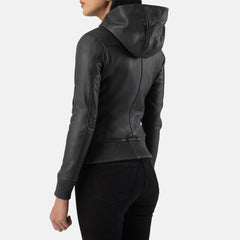 Emberlyn Hooded Leather Bomber Jacket for Women | Order Now