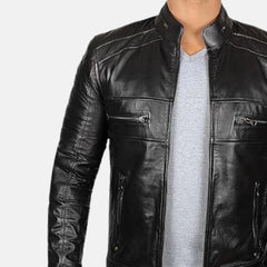 Phantom Streetwear Leather Biker Jacket with Utility Pockets