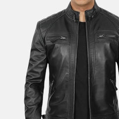 Phantom Streetwear Leather Biker Jacket with Utility Pockets