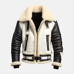 Pilot Flying Bomber Shearling Fur Aviator Jacket