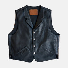 Nikolai Black Leather Vest