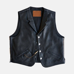 Nikolai Black Leather Vest