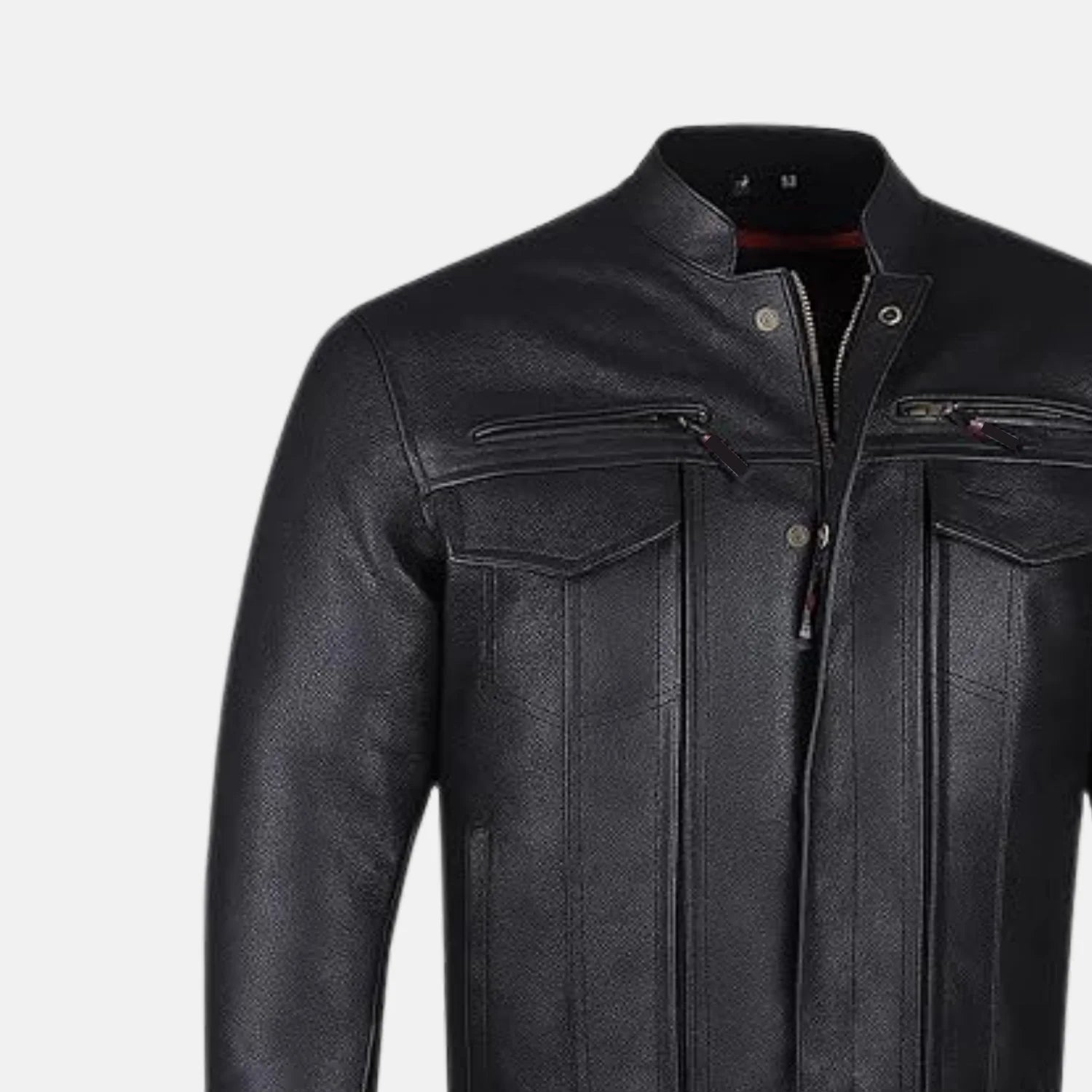 Phantom Streetwear Leather Biker Jacket with Utility Pockets