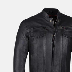 Phantom Streetwear Leather Biker Jacket with Utility Pockets