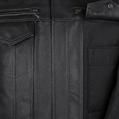 Phantom Streetwear Leather Biker Jacket with Utility Pockets