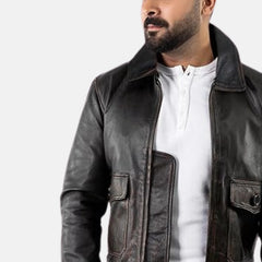 River Road Removable Collar Mens Leather Motorcycle Jacket