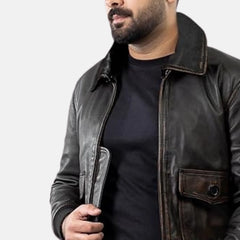 River Road Removable Collar Mens Leather Motorcycle Jacket