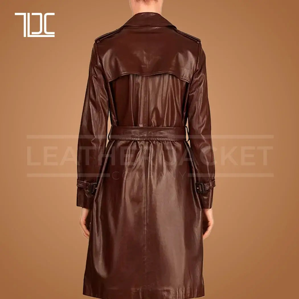 Roamer Leather Coat Women Brown Leather Long Coat - The Leather Jacket Company