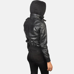 Roslyn Hooded Leather Bomber Jacket for Women | Order Now