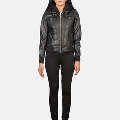 Roslyn Hooded Leather Bomber Jacket for Women | Order Now