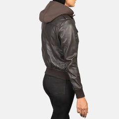 Roslyn Hooded Leather Bomber Jacket for Women | Order Now