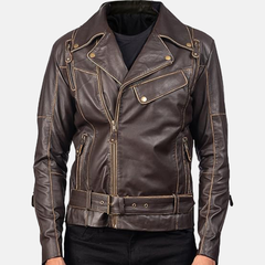 Rowan Mens Leather Biker Jacket