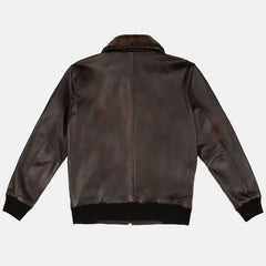 Skyline Leather Bomber Jacket for Men | Dark Brown