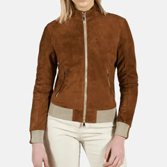 Skyward City Leather Bomber Jacket Women