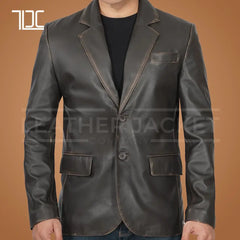 Tailored Elegance Rubbed Leather Blazers - The Leather Jacket Company