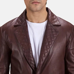 Thorne Maroon Leather Blazer Jacket