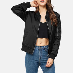 Zip Up Windbreaker With Pockets Varsity Jacket Women