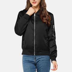 Zip Up Windbreaker With Pockets Varsity Jacket Women