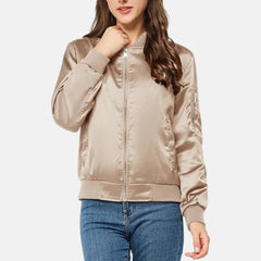 Zip Up Windbreaker With Pockets Varsity Jacket Women