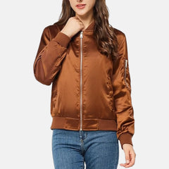 Zip Up Windbreaker With Pockets Varsity Jacket Women